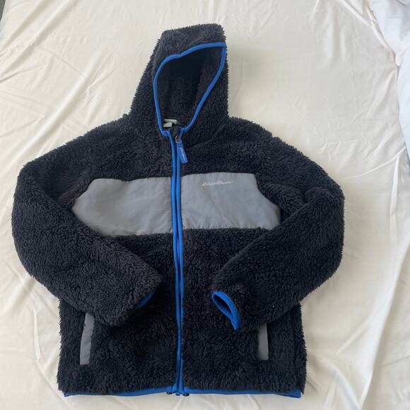 Eddie Bauer Kids Full Zip Sherpa Fleece Jacket  S (7/8) Black - Picture 1 of 10